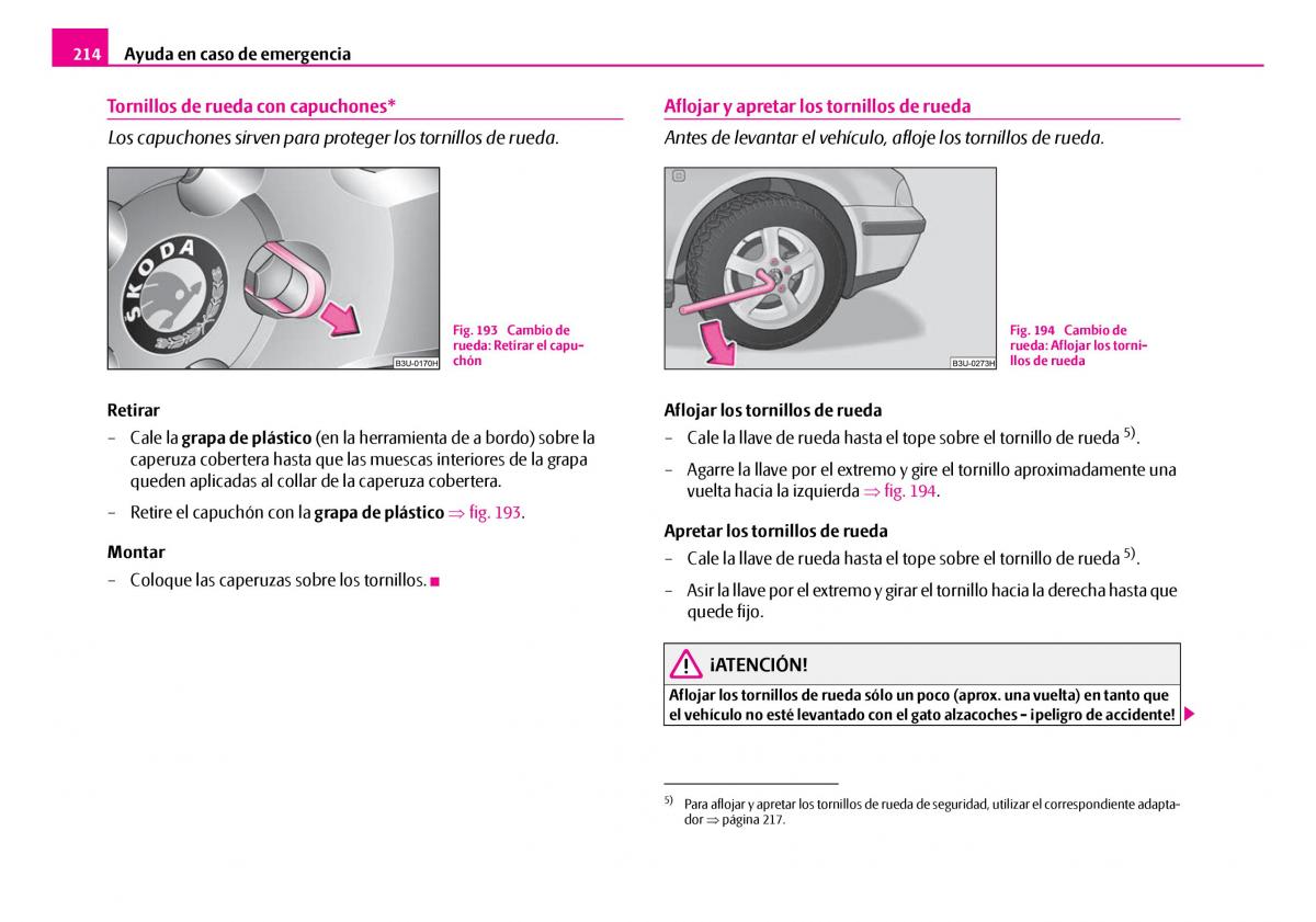 Skoda Superb I 1 manual del propietario / page 215