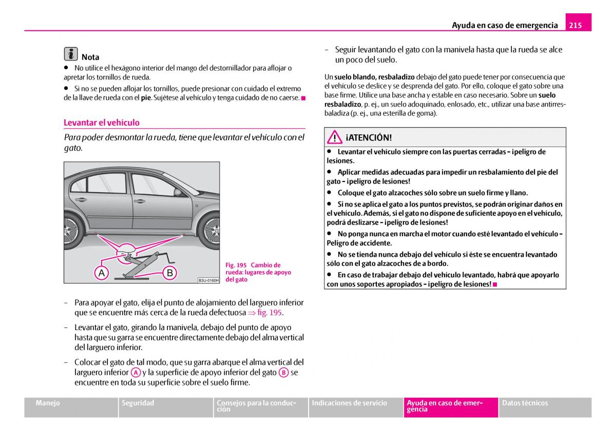 Skoda Superb I 1 manual del propietario / page 216