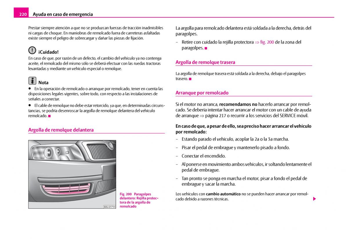 Skoda Superb I 1 manual del propietario / page 221