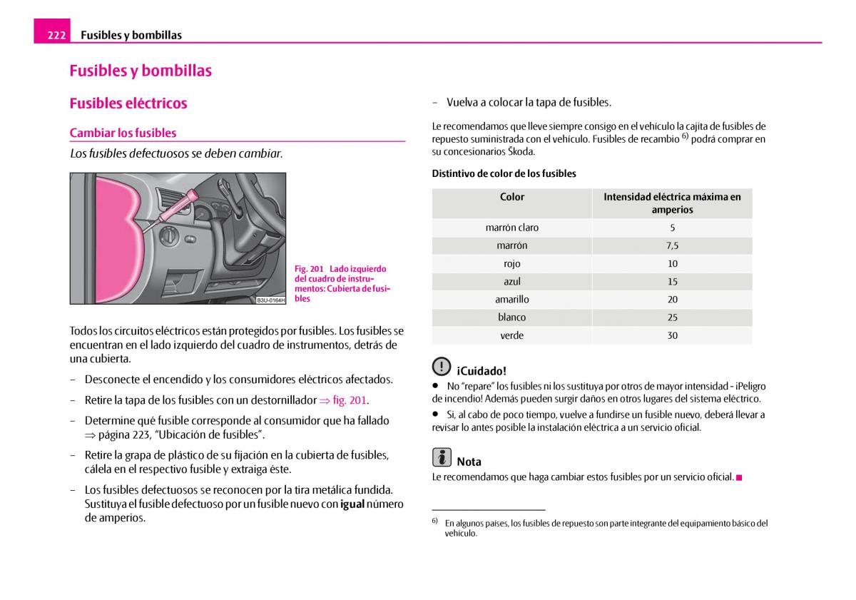 Skoda Superb I 1 manual del propietario / page 223