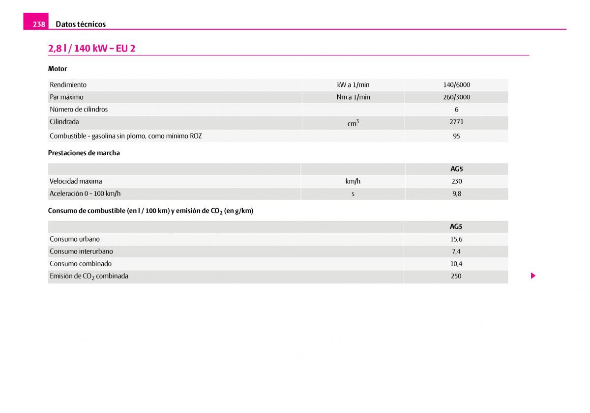 Skoda Superb I 1 manual del propietario / page 239