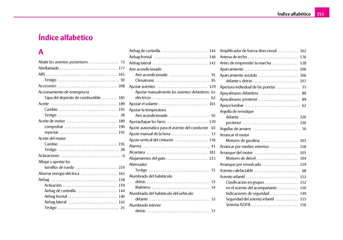 Skoda Superb I 1 manual del propietario / page 252