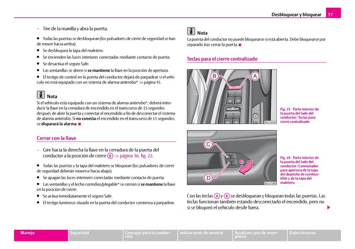 Skoda Superb I 1 manual del propietario / page 38