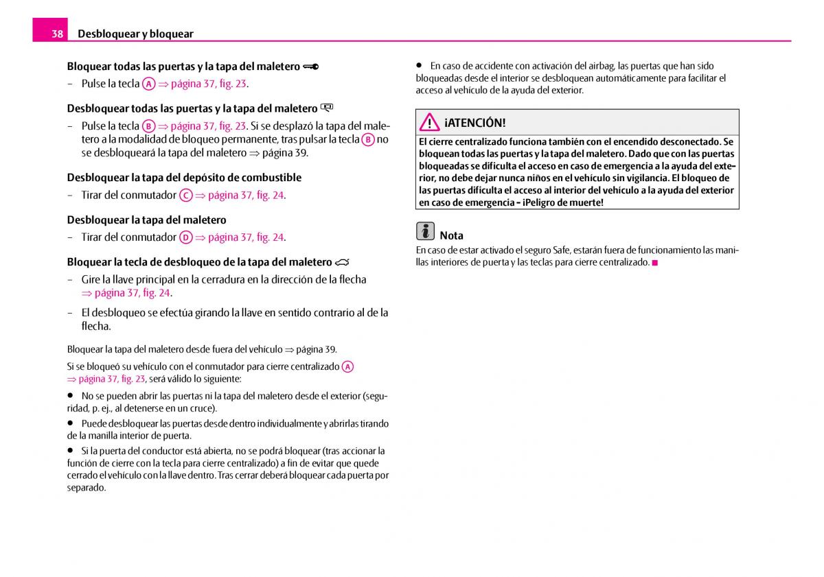 Skoda Superb I 1 manual del propietario / page 39