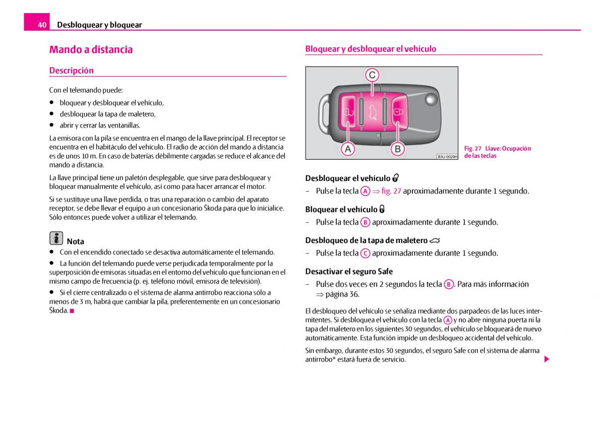 Skoda Superb I 1 manual del propietario / page 41