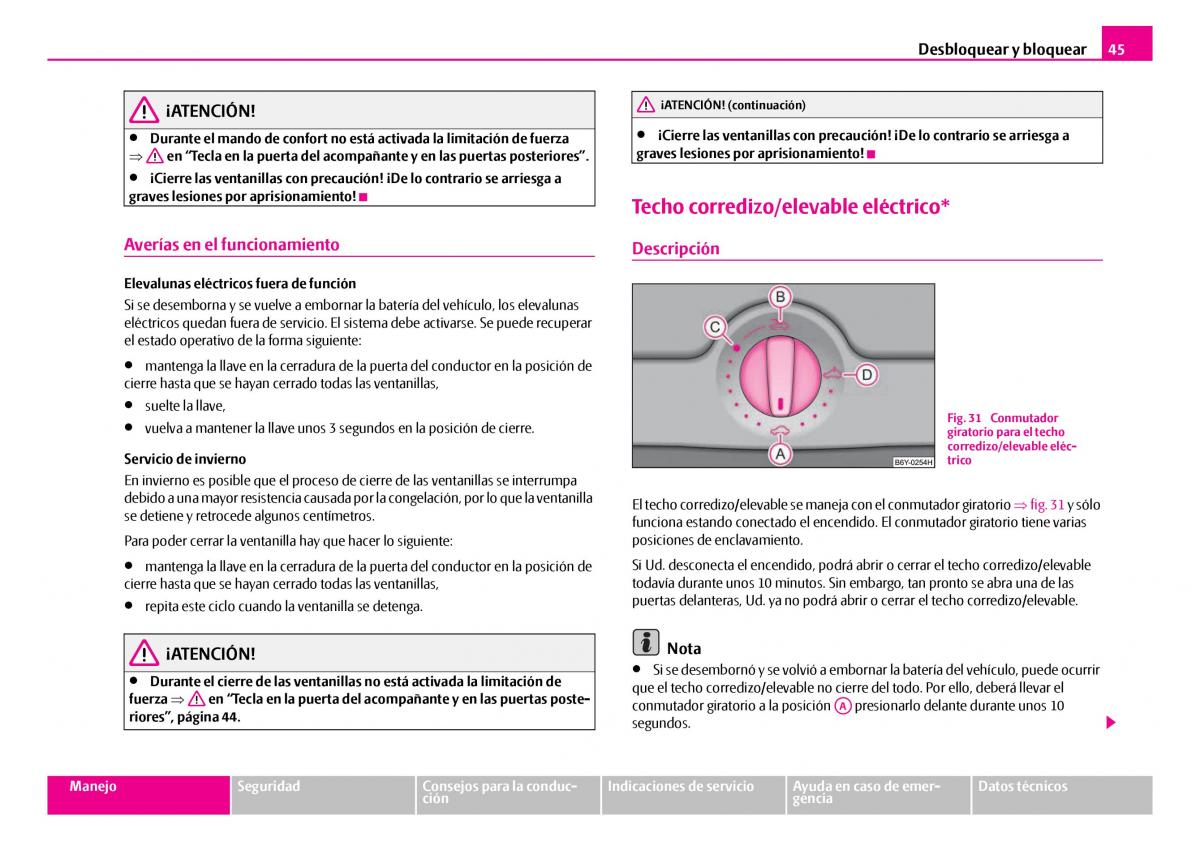 Skoda Superb I 1 manual del propietario / page 46