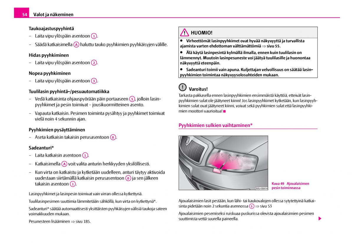 Skoda Superb I 1 omistajan kasikirja / page 55