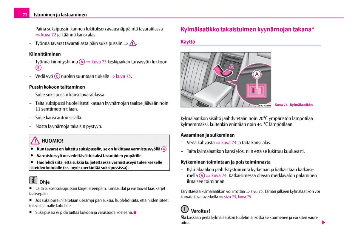 Skoda Superb I 1 omistajan kasikirja / page 73