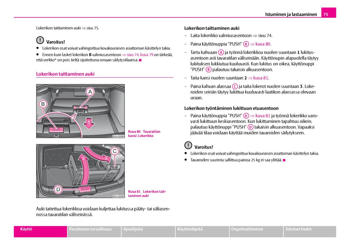 Skoda Superb I 1 omistajan kasikirja / page 76