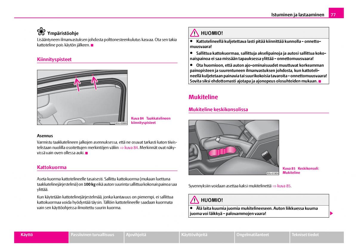 Skoda Superb I 1 omistajan kasikirja / page 78