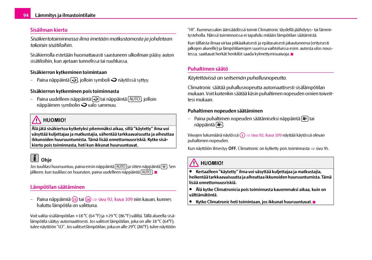 Skoda Superb I 1 omistajan kasikirja / page 95