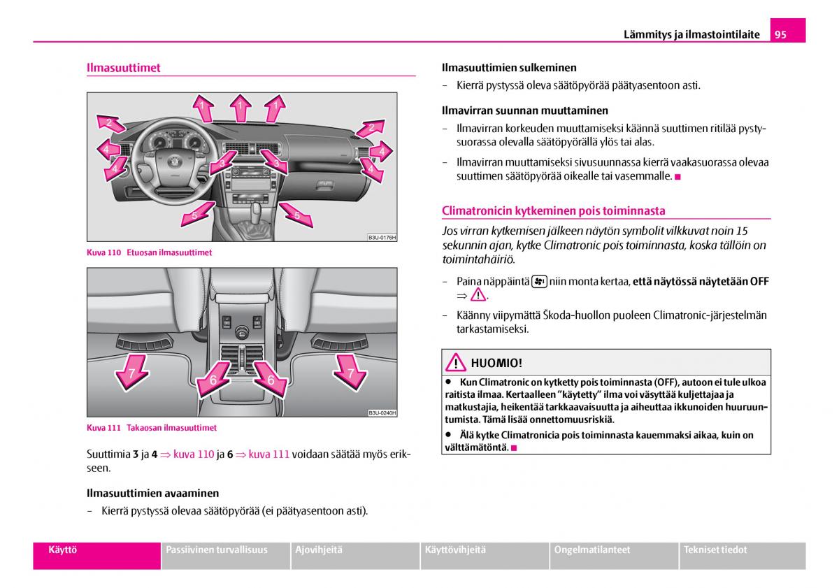 Skoda Superb I 1 omistajan kasikirja / page 96