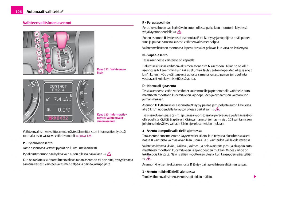 Skoda Superb I 1 omistajan kasikirja / page 107