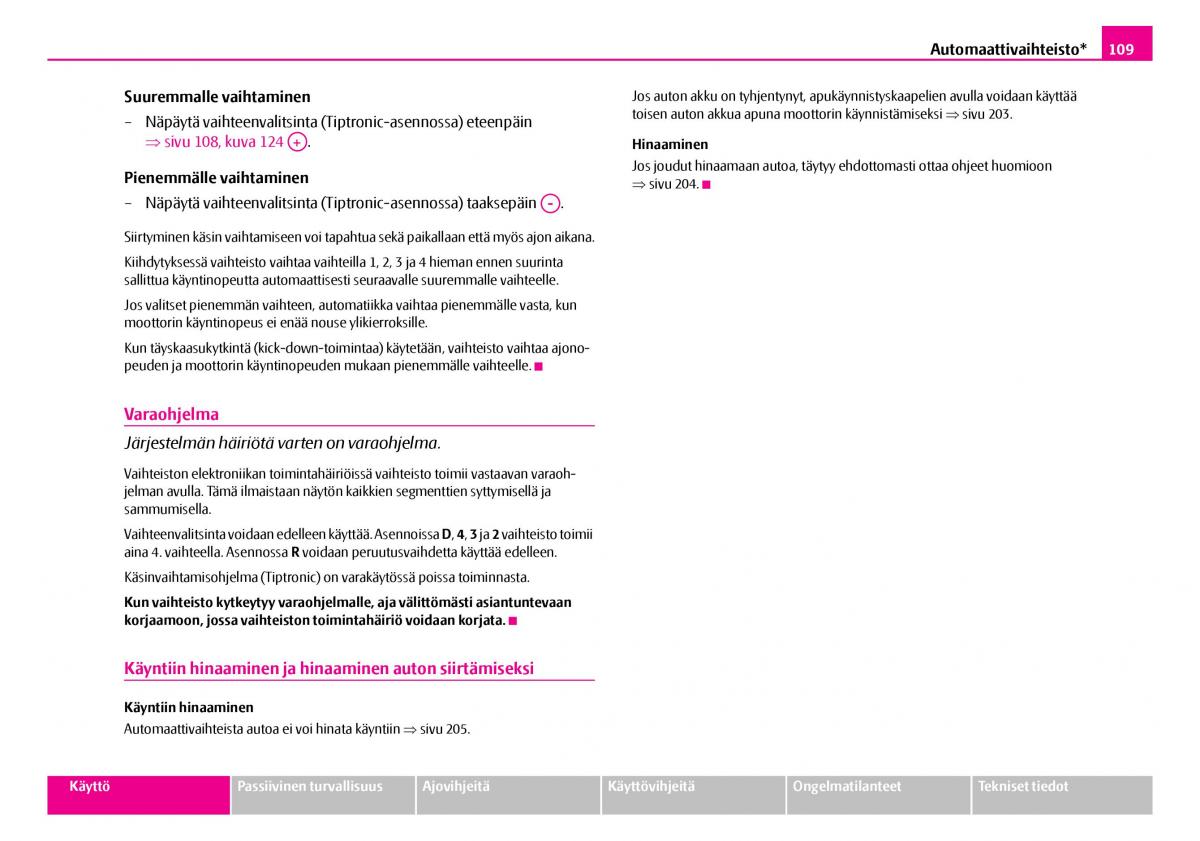 Skoda Superb I 1 omistajan kasikirja / page 110
