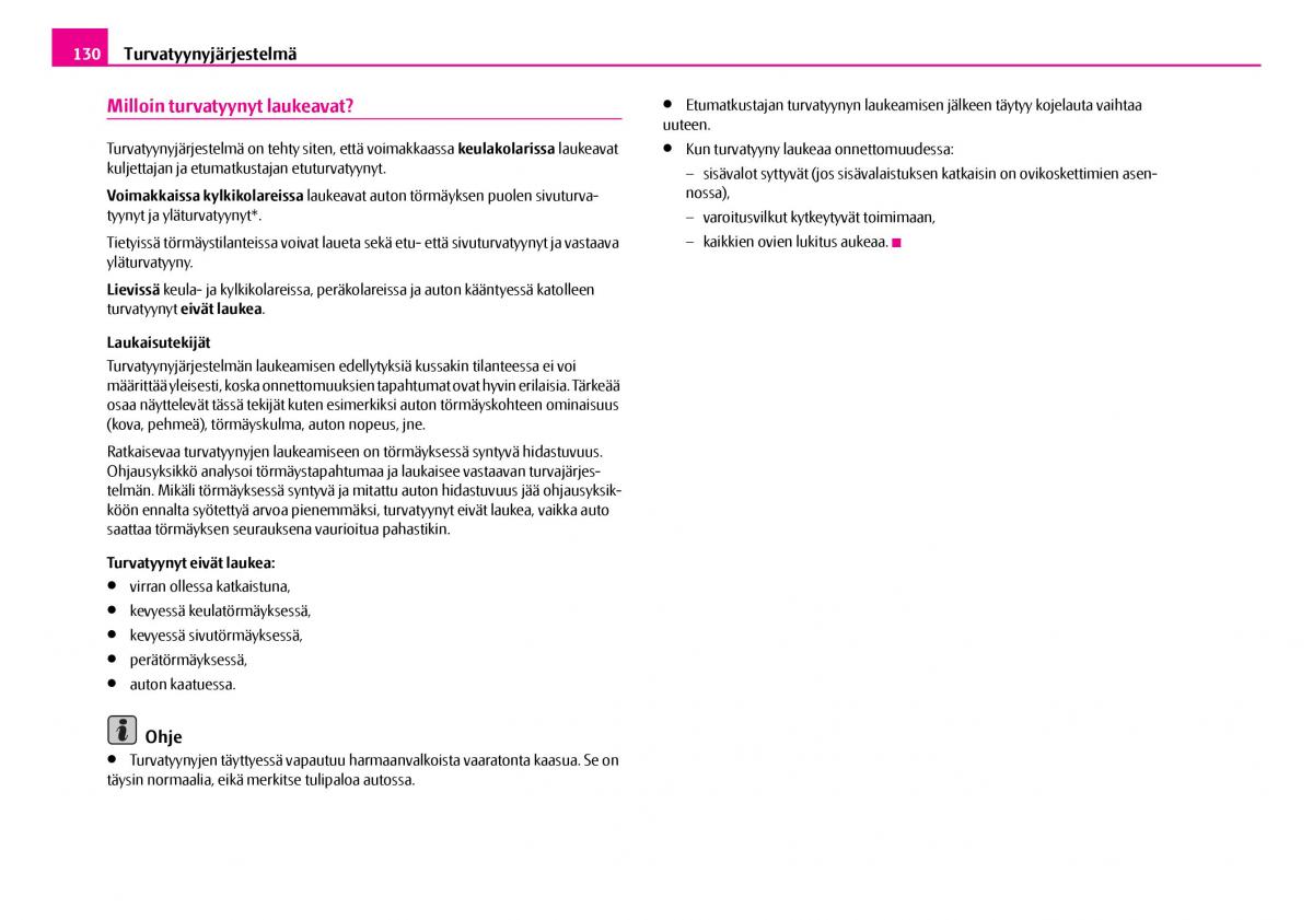 Skoda Superb I 1 omistajan kasikirja / page 131