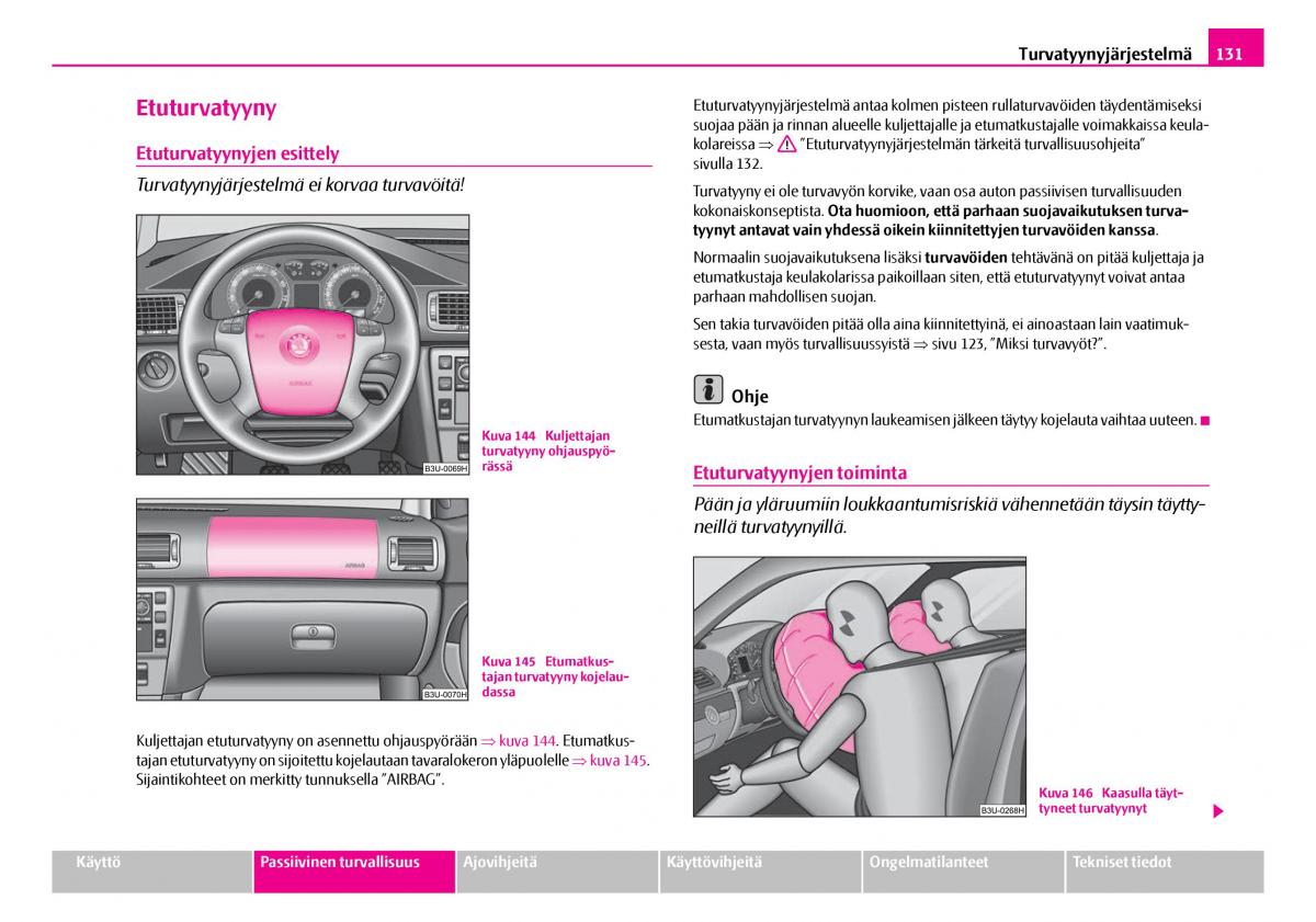 Skoda Superb I 1 omistajan kasikirja / page 132