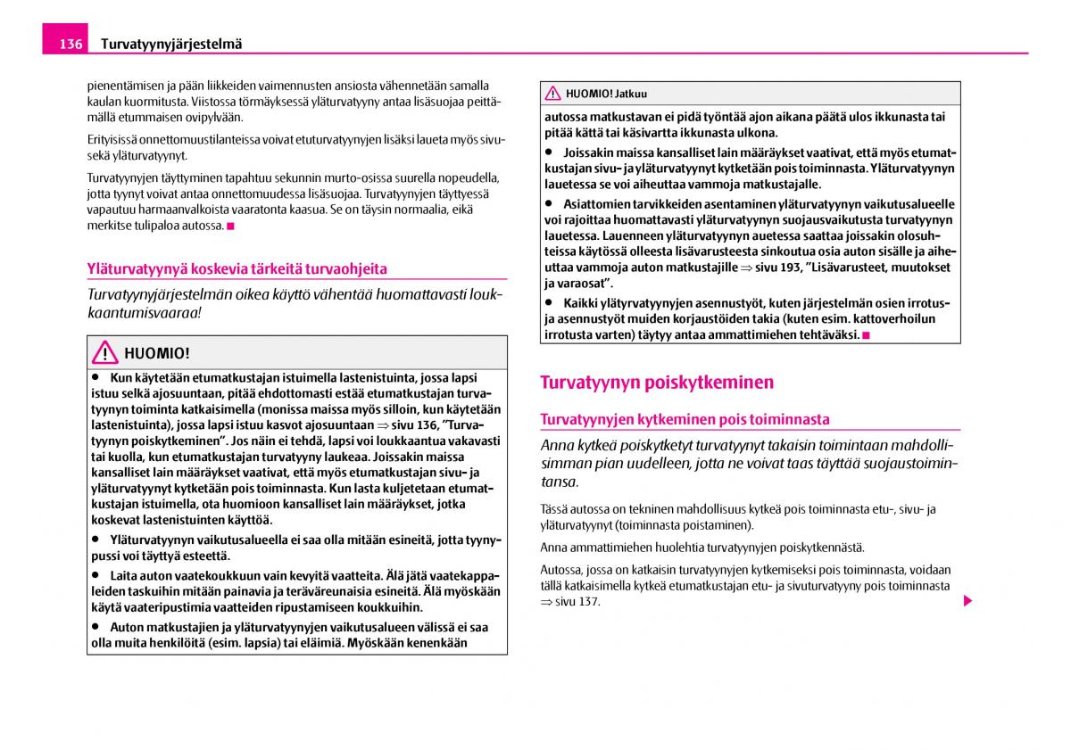 Skoda Superb I 1 omistajan kasikirja / page 137