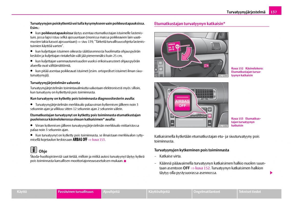 Skoda Superb I 1 omistajan kasikirja / page 138