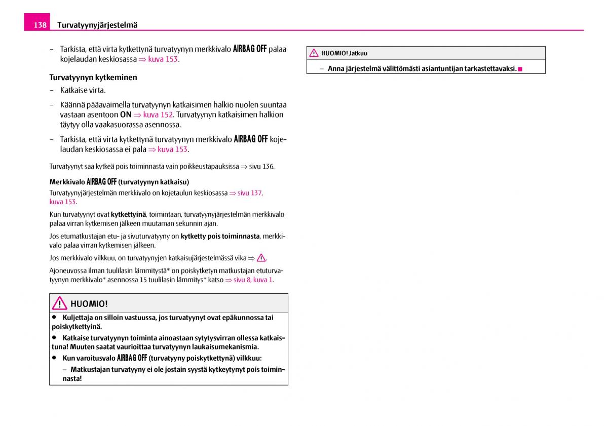 Skoda Superb I 1 omistajan kasikirja / page 139
