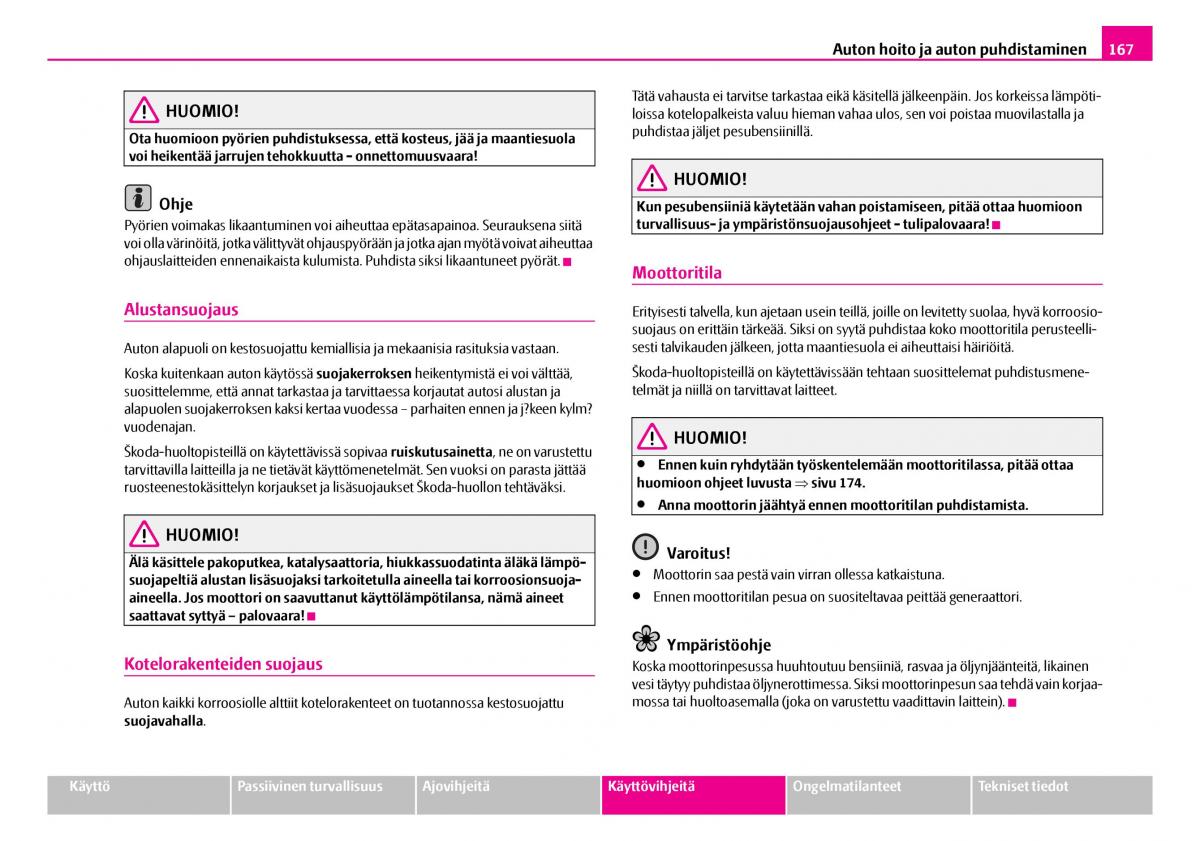 Skoda Superb I 1 omistajan kasikirja / page 168