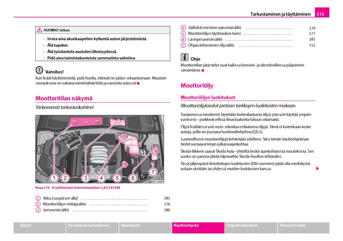 Skoda Superb I 1 omistajan kasikirja / page 176