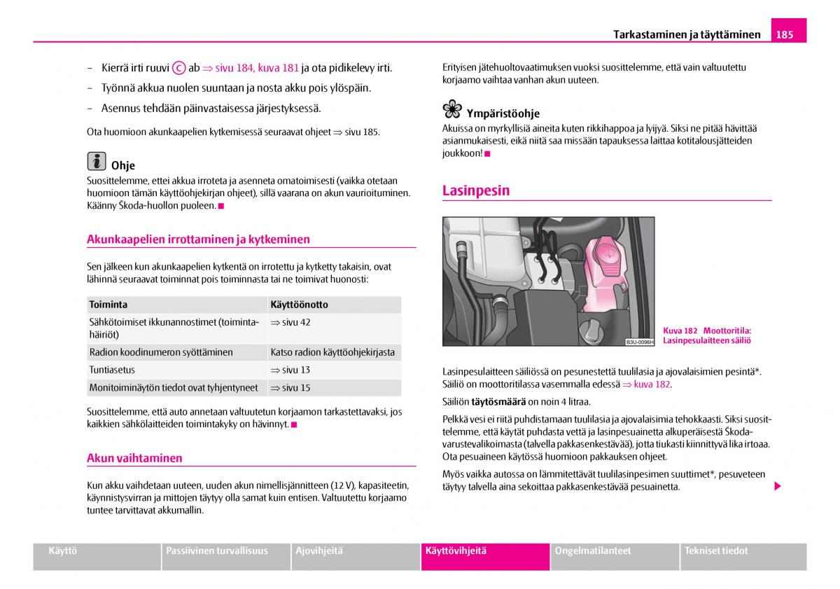 Skoda Superb I 1 omistajan kasikirja / page 186