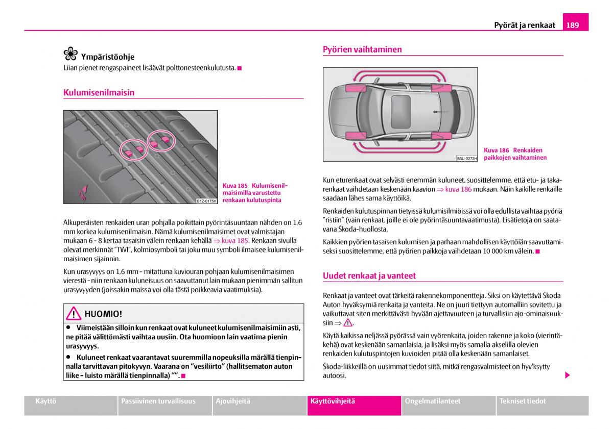 Skoda Superb I 1 omistajan kasikirja / page 190