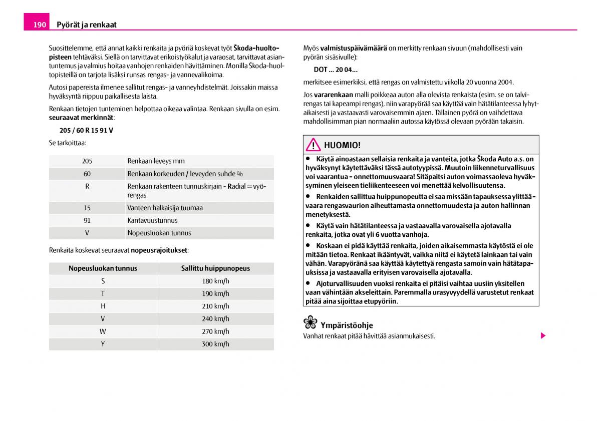 Skoda Superb I 1 omistajan kasikirja / page 191