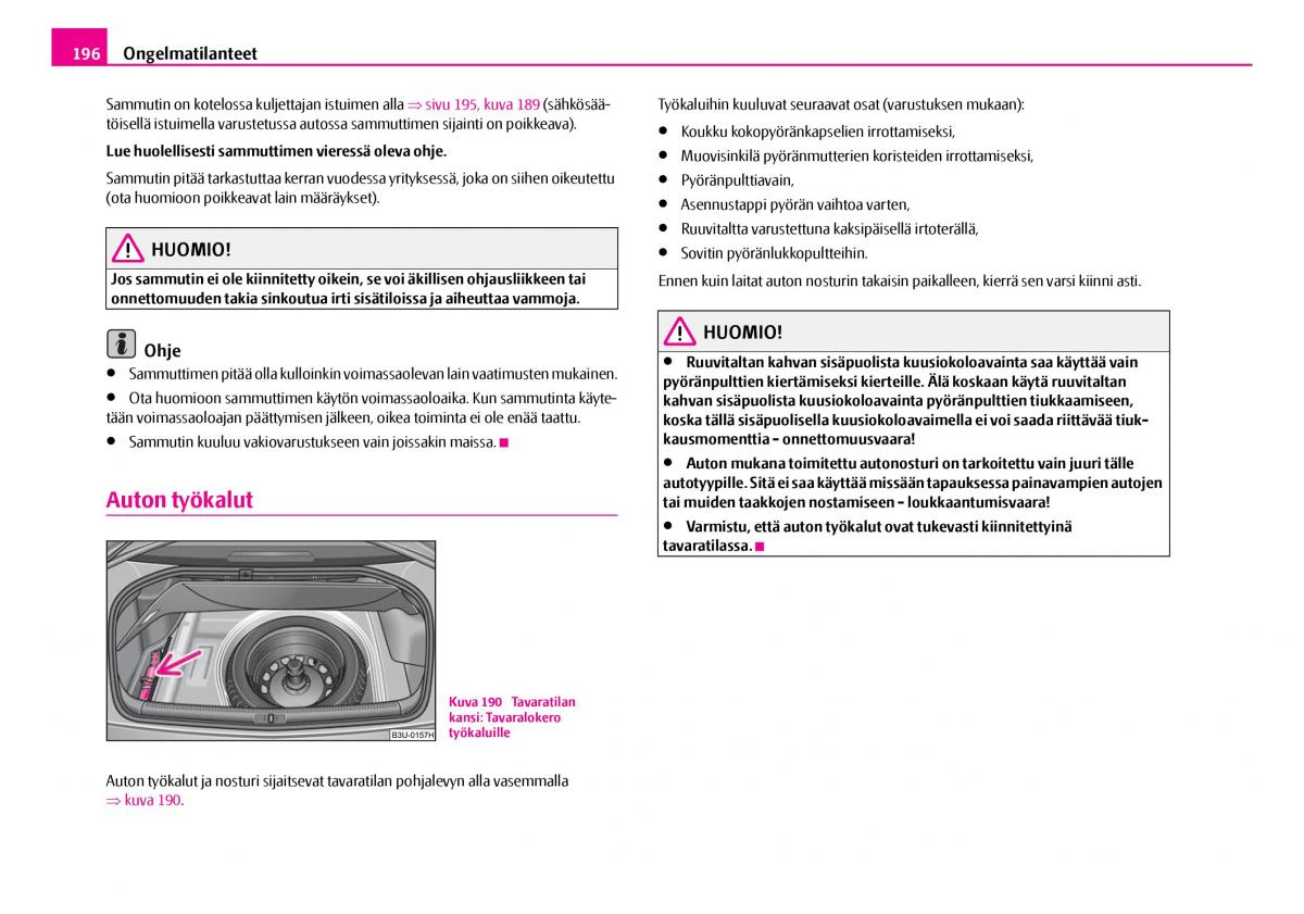 Skoda Superb I 1 omistajan kasikirja / page 197
