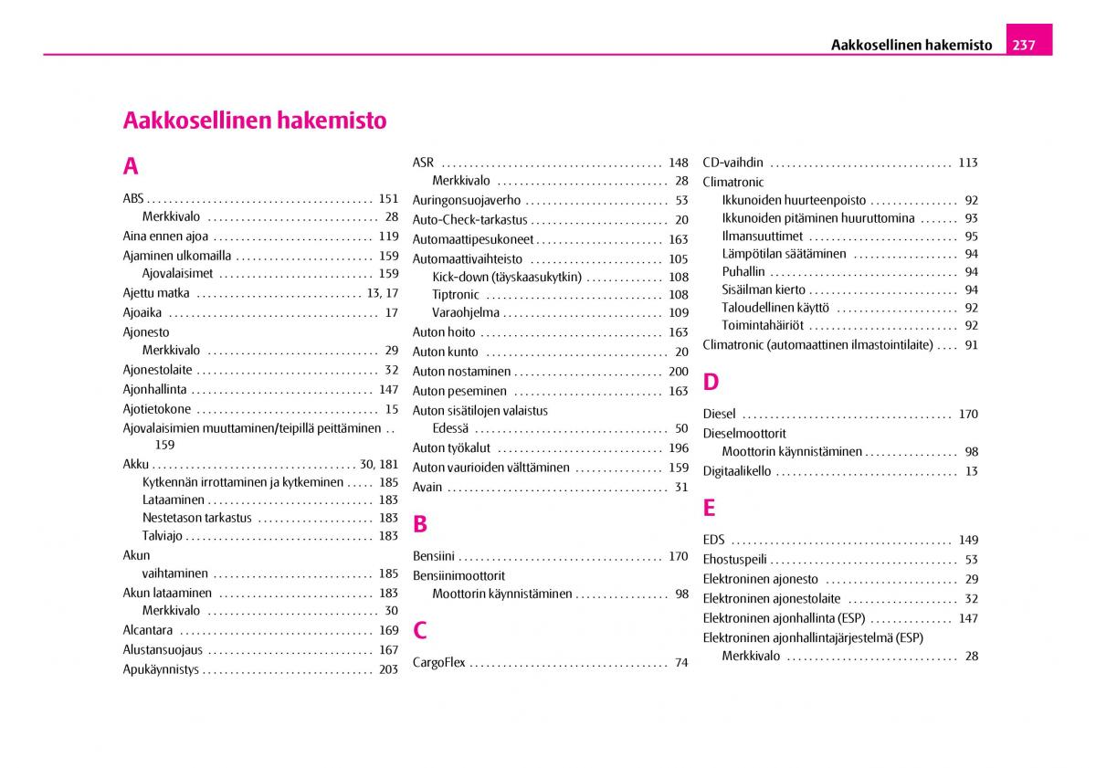 Skoda Superb I 1 omistajan kasikirja / page 238