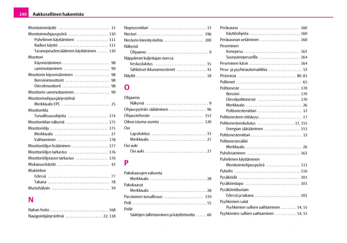 Skoda Superb I 1 omistajan kasikirja / page 241