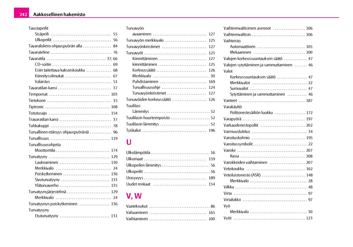 Skoda Superb I 1 omistajan kasikirja / page 243