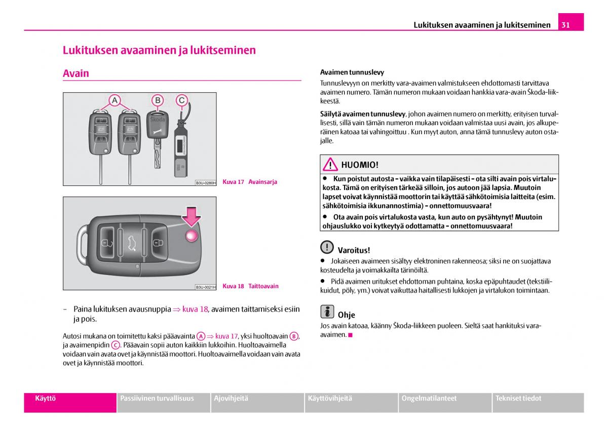 Skoda Superb I 1 omistajan kasikirja / page 32