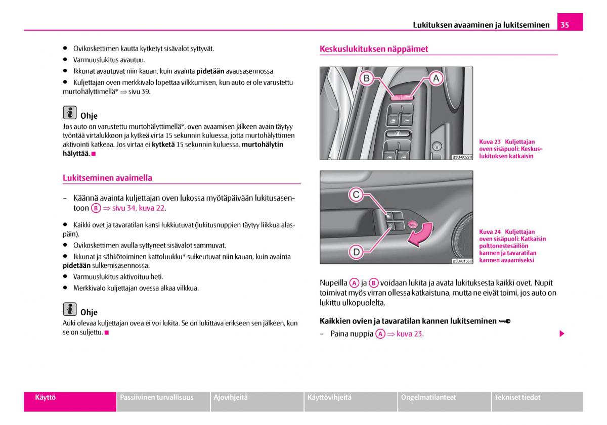 Skoda Superb I 1 omistajan kasikirja / page 36