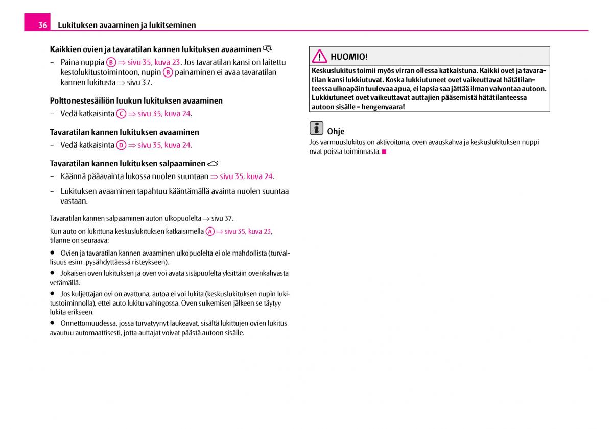 Skoda Superb I 1 omistajan kasikirja / page 37