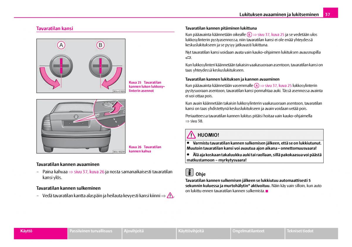 Skoda Superb I 1 omistajan kasikirja / page 38