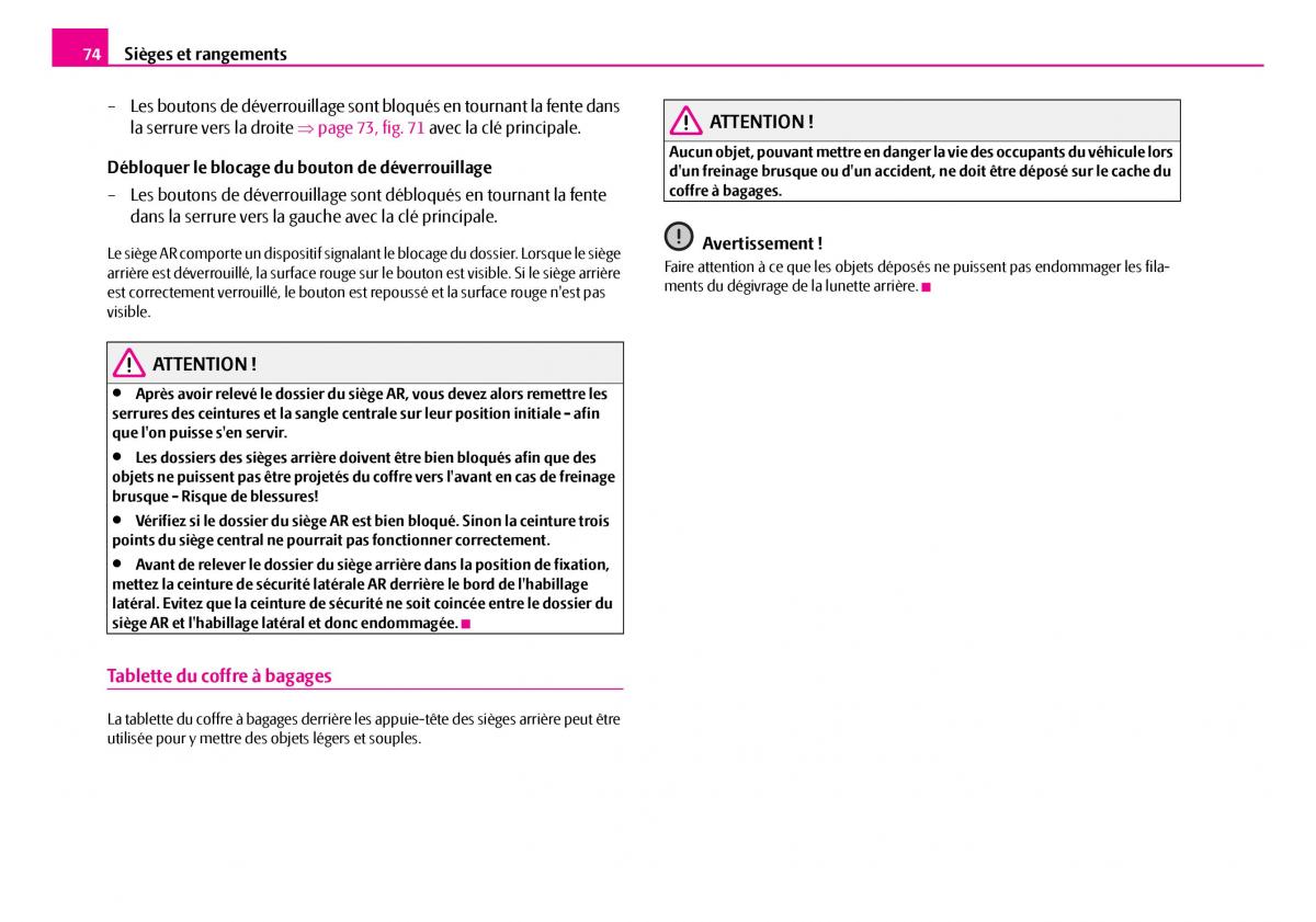 Skoda Superb I 1 manuel du proprietaire / page 75