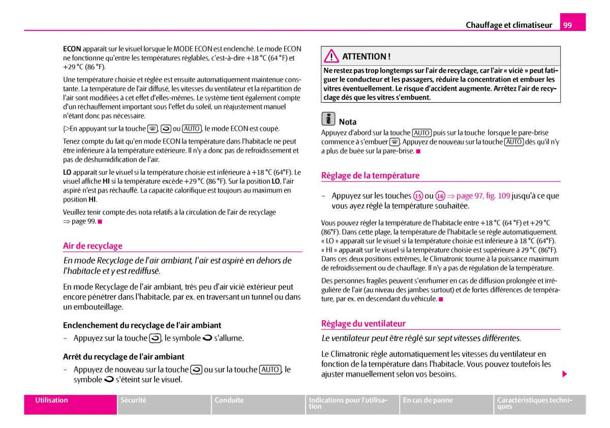 Skoda Superb I 1 manuel du proprietaire / page 100