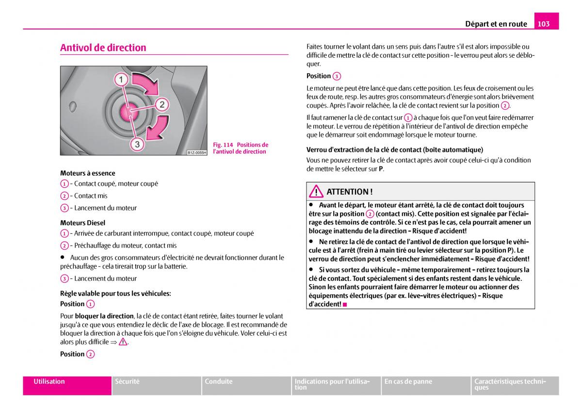 Skoda Superb I 1 manuel du proprietaire / page 104