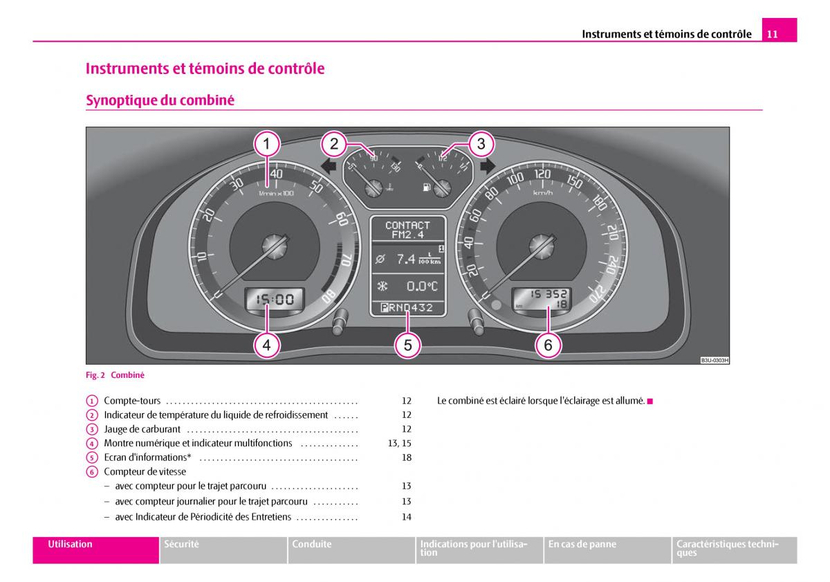 Skoda Superb I 1 manuel du proprietaire / page 12