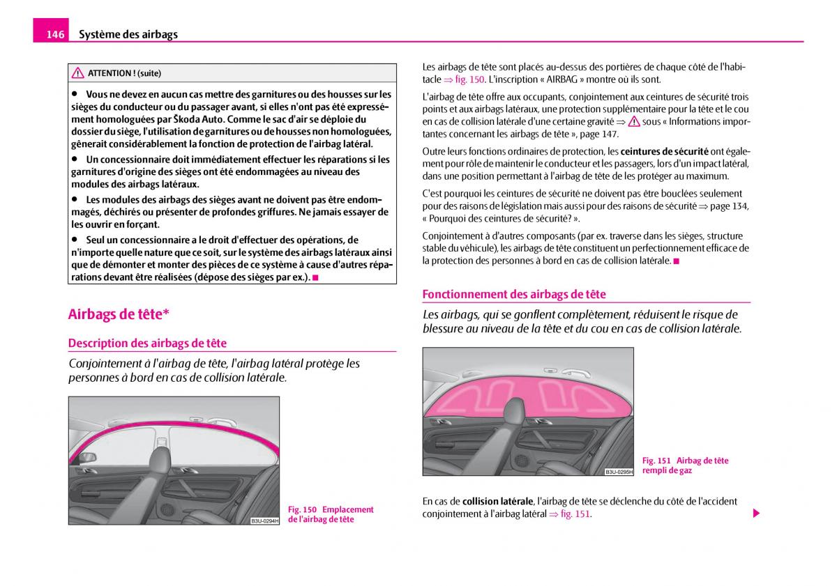 Skoda Superb I 1 manuel du proprietaire / page 147