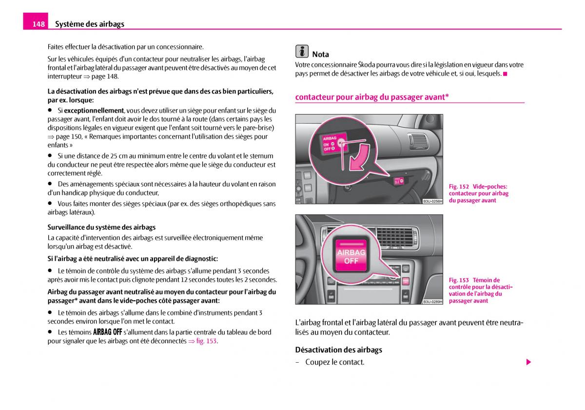 Skoda Superb I 1 manuel du proprietaire / page 149