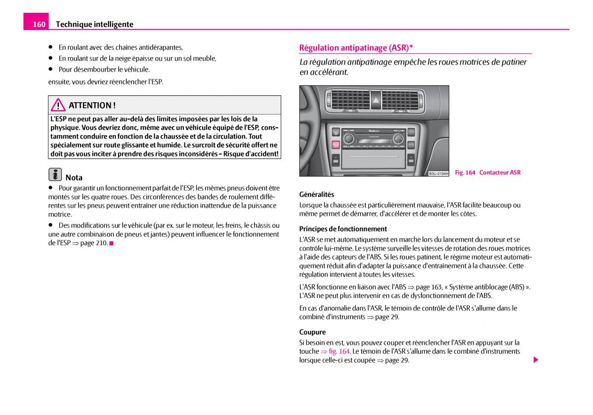 Skoda Superb I 1 manuel du proprietaire / page 161