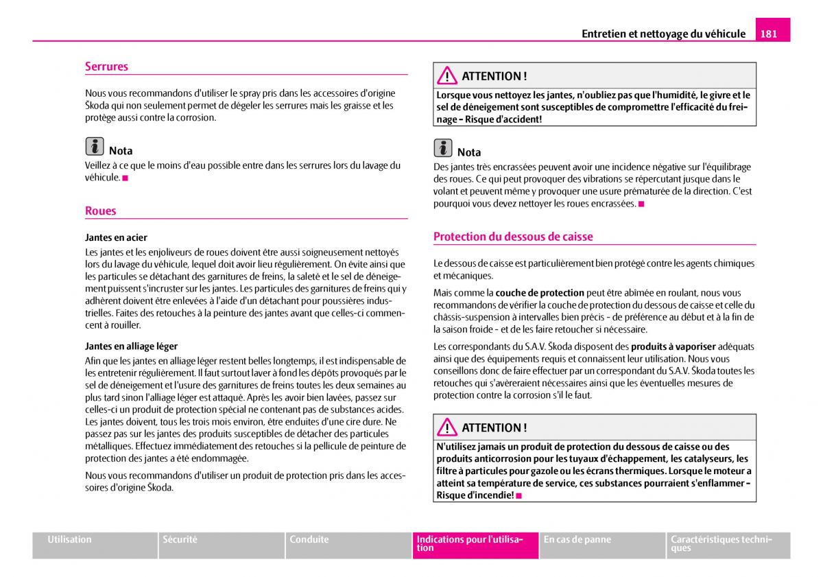 Skoda Superb I 1 manuel du proprietaire / page 182