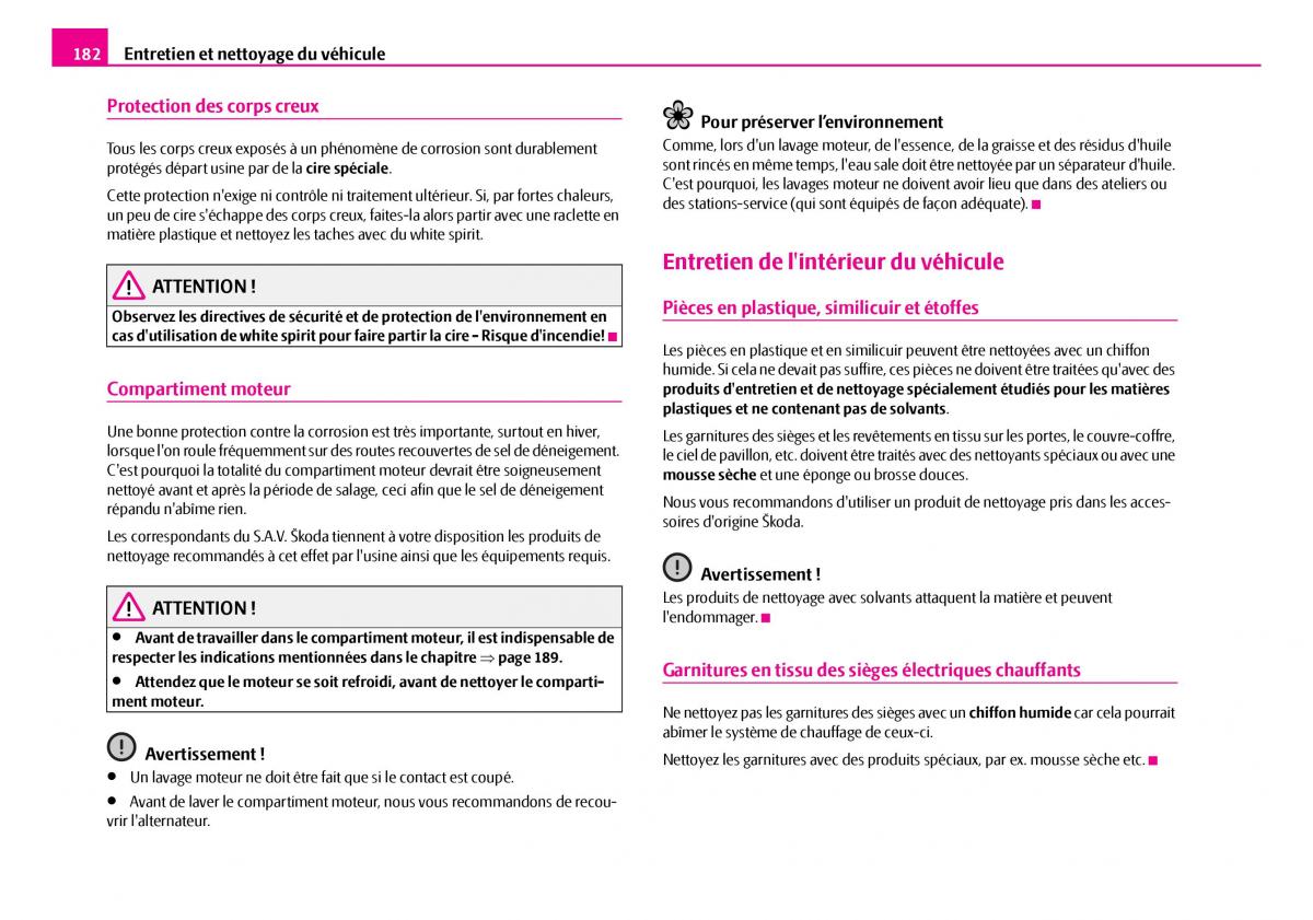 Skoda Superb I 1 manuel du proprietaire / page 183