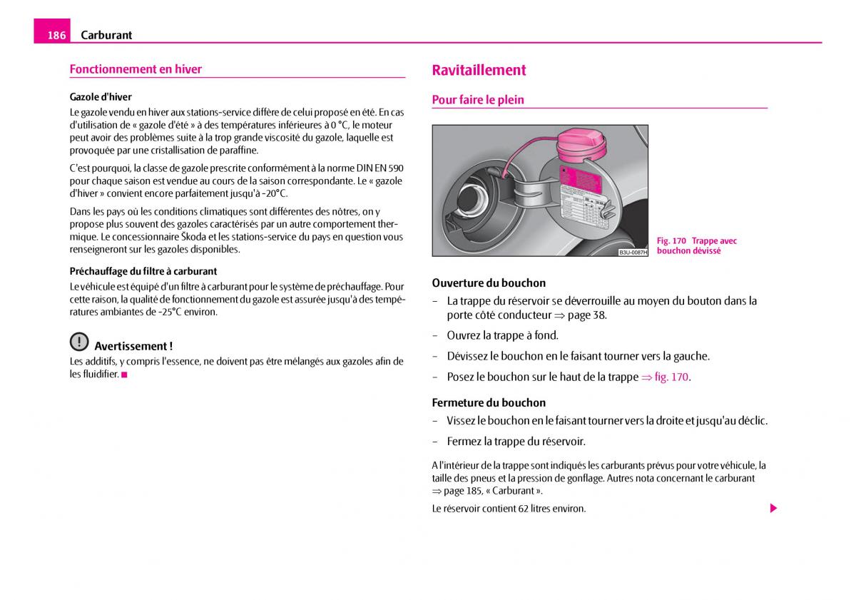 Skoda Superb I 1 manuel du proprietaire / page 187