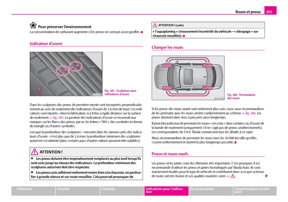 Skoda Superb I 1 manuel du proprietaire / page 206