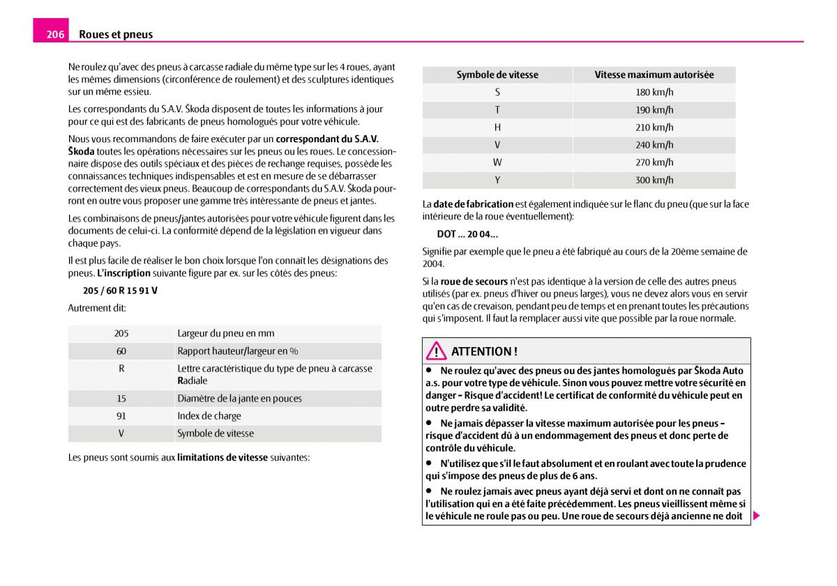 Skoda Superb I 1 manuel du proprietaire / page 207