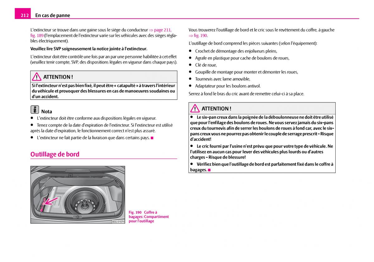 Skoda Superb I 1 manuel du proprietaire / page 213