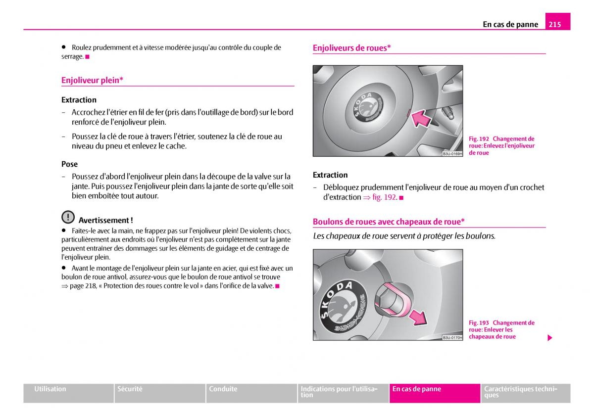 Skoda Superb I 1 manuel du proprietaire / page 216